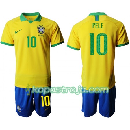 Billiga Fotbollströjor Brasilien PELE 10 Barn Hemma tröja Copa América 2019 Kortärmad